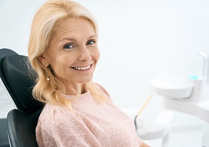 Woman smiling with dentures