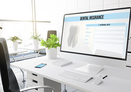 Dental insurance form on desktop