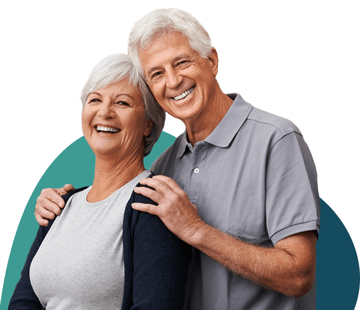 Smiling older man and woman
