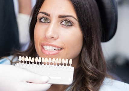woman with veneers in front of her face