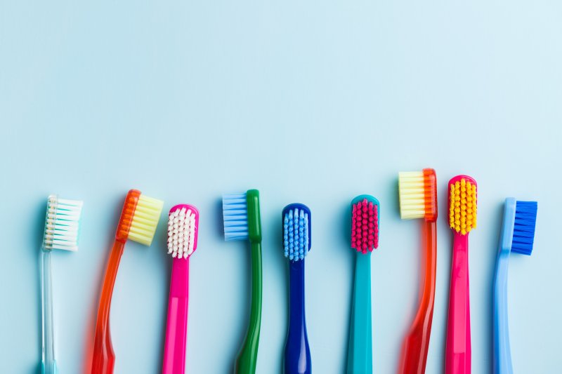 colorful row of toothbrushes