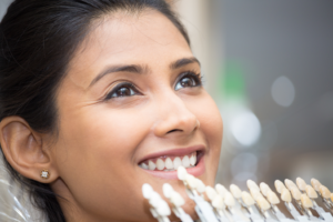 a closeup of a patient receiving veneers