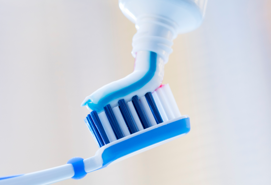 Toothpaste on brush