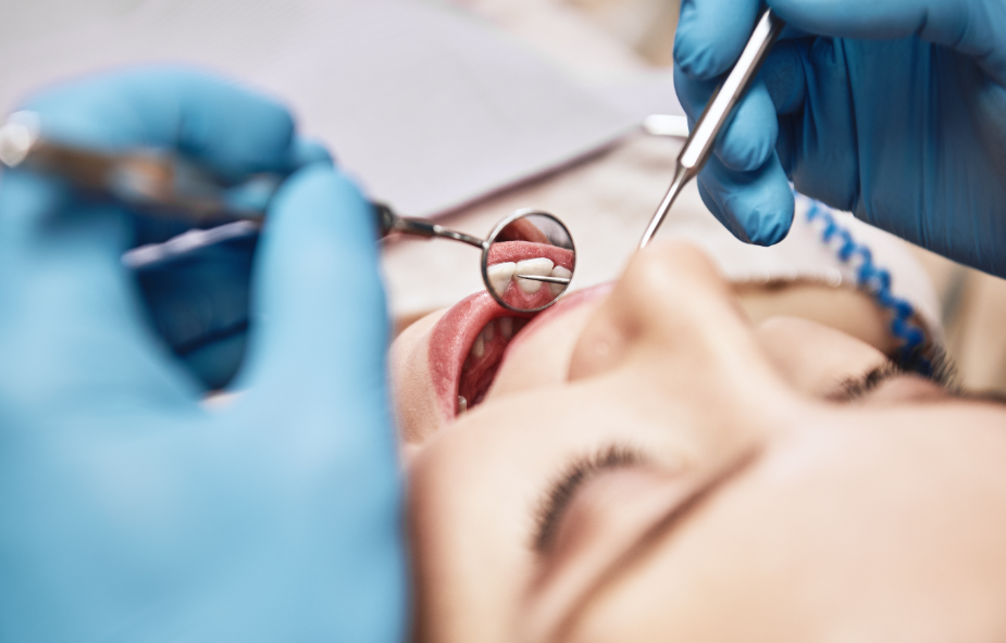 Patient at dental exam